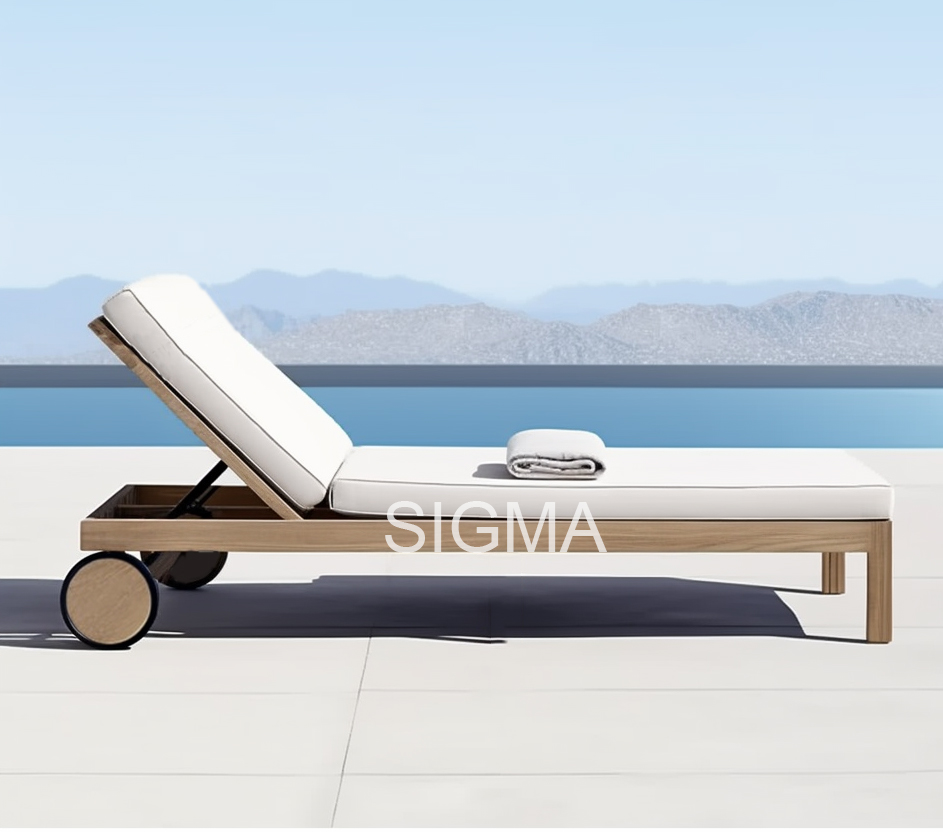Luxury Outdoor Furniture Beach Lounge Set Wood Chaise Lounge Hotel Patio Pool Teak Lounge Chair