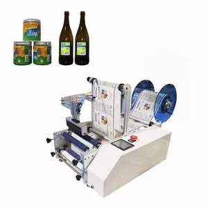 Máquina de etiquetagem de garrafas redondas semi-automática, latas de máquina de etiquetagem semi-automática, venda imperdível