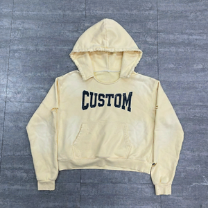 Fabricantes de Ropa Personalizada, Sudadera con Cuello de Felpa Francesa, Impresión DTG, Capucha Desgastada, Efecto Deslavado al Sol, Capucha Corta con Lavado Ácido - Product Image 2