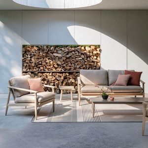 Ensemble modulaire de salon de jardin en teck massif, finition naturelle vieillie, sur mesure, pour hôtel et villa, Foshan - Product Image 3