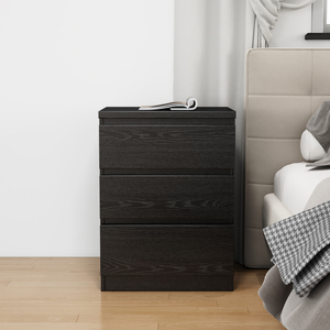 Black Nightstand 3 <b>Drawers</b> Thickened Top Plate Handle Free Design <b>Small</b> Side Table for Bedroom Storage - Product Image 2
