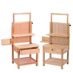 Cavalletto artistico in legno di pino e faggio Huixishi <span class=keywords><strong>con</strong></span> sgabello, cavalletto e panca portaoggetti tutto in uno per artisti - Product Image 1