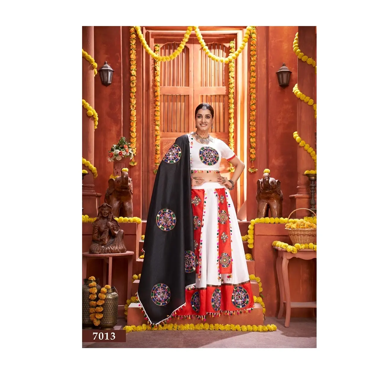 High Quality Gamthi and Aari Work Special Traditional Navaratri Lehenga Choli for Export Sale from India