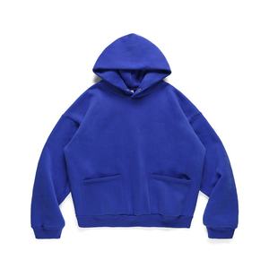 Sweat à capuche oversize décontracté pour homme, vintage, bleu Klein, avec double poche, logo imprimé personnalisé, sweat à capuche décontracté vierge - Product Image 1