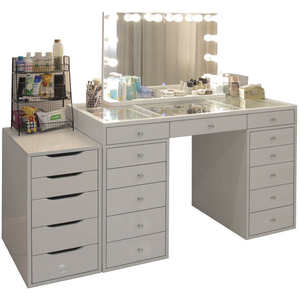 Современный простой дизайн, светодиодная подсветка для спальни, косметическое зеркало, наборы стульев, туалетный столик - Product Image 1