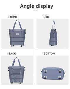 Sac de voyage pliable pour femme avec logo personnalisé, grand, imperméable, extensible, sac de sport, sac de voyage avec roulettes, bagage à roulettes - Product Image 5