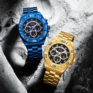 Montre chronographe de luxe pour homme 2026 - Trois sous-cadrans, six aiguilles, cristal saphir, mouvement à quartz suisse, résistante à l'eau - Product Image 3