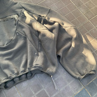 100% coton français éponge à capuche hommes patchs brodés personnalisés Logo Streetwear Vintage surdimensionné capuche pull automne