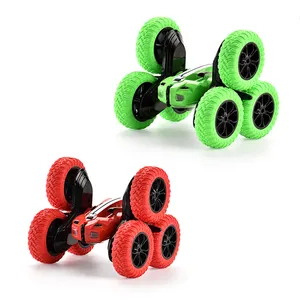6 개의 바퀴 원격 제어 곡예 차 회전하는 팁 주는 사람 차 아이들 장난감 두 배 편들어진 원격 제어 차