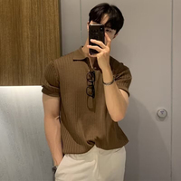 Chemises en tricot d'été pour hommes TONGYANG, polos à manches courtes, hauts décontractés pour hommes, t-shirt respirant uni, polo pour hommes