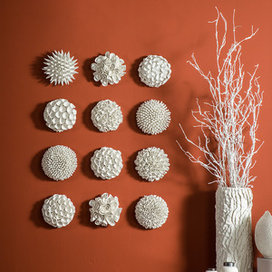Cerámica arte decoración <span class=keywords><strong>de</strong></span> la pared 3D redondo blanco <span class=keywords><strong>porcelana</strong></span> flor <span class=keywords><strong>estatua</strong></span> para el hogar sala <span class=keywords><strong>de</strong></span> estar Hotel vestíbulo decoración <span class=keywords><strong>de</strong></span> la pared - Product Image 2