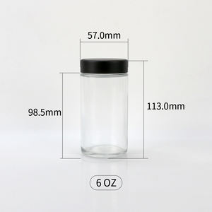 Botella de Vidrio Transparente de Boca Ancha de 1OZ, 2OZ, 3OZ, 4OZ, 5OZ, 6OZ, 10OZ, 18OZ, Botella para Suero, Botella para Crema Facial Cosmética con Tapa Negra de Rosca - Product Image 3