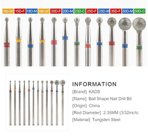 Fraise à ongles en diamant en forme de boule, tige de 3/32, nettoyeur de cuticules, fraise électrique pour manucure, accessoires pour ongles - Product Image 3