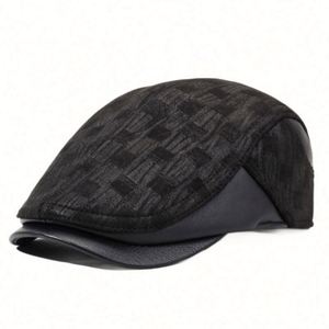 Wholesale New Arrival Outdoor Warm Winter Flat Top Ivy <b>Hat</b> with Pu Bill Casual Fashion Checked Design Earflap Beret <b>Hat</b> <b>for</b> Men - Product Image 5