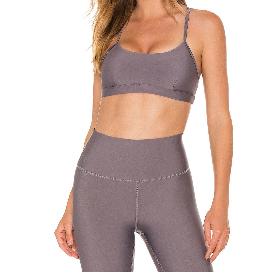 Custom Logo Women Compression Stretchy Cross Over Bra High Waist Slimming Quick Dry Training Running Leggings Yoga Set