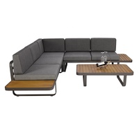 Ensemble Canapé d'Angle Modulable de Luxe pour Terrasse, Fauteuil Salon Extérieur en Bois de Teck et Aluminium, Forme en L pour Jardin