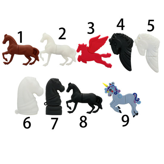 Best Selling 2D 3D PVC Animal USB Flash Drive Horse Shape with Promotional Colorful Pen OEM 8GB to 128GB USB 2.0 Interface