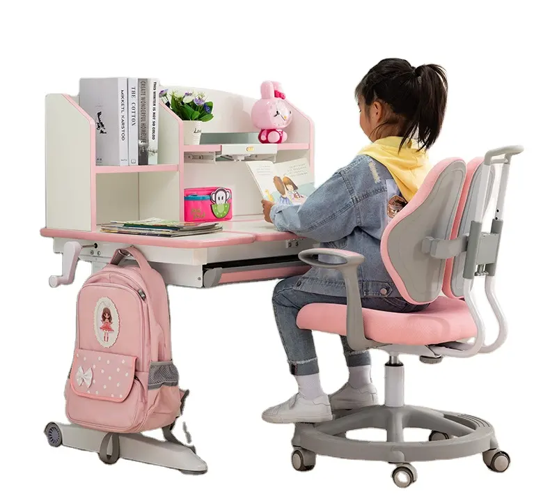Home use metal and wooden racks posture correction small apartment children's study desk or writing desk