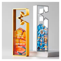 Trophée créatif en métal étoile à cinq branches de haute qualité trophée de plaques de médailles de cristal avec image pour le prix de la compétition