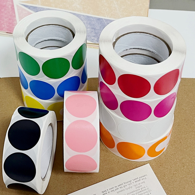 Custom Colorful Circle Direct Thermal Heat Sensitive Adhesive Sticker Label Strong Adhesive 2" (50.8x50.8mm) for Shipping Labels