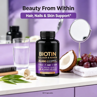 Complément alimentaire Tianyuan Biotine Collagène et Kératine en capsules pour la peau, les cheveux et les ongles, 60 capsules