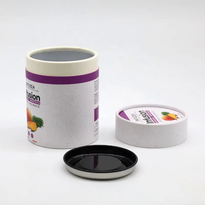 Embalaje de cartón redondo biodegradable personalizado, bolsa de té, caja de tubo de Papel kraft de grado alimenticio, lata de lata para lata de hojas de té
