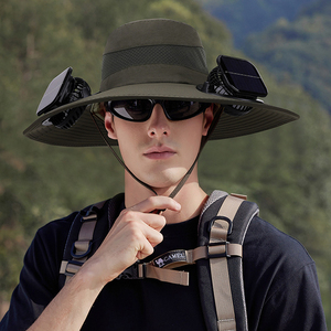 Chapeau de pêcheur camouflage avec ventilateur solaire rechargeable par USB, pour <span class=keywords><strong>le</strong></span> sport d'été, la pêche en plein air, les voyages quotidiens, <span class=keywords><strong>le</strong></span> travail, la fraîcheur - Product Image 1