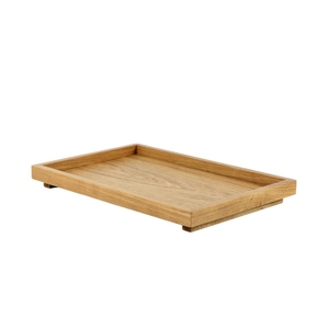 Oak Wood Japanese Style Rectangular Serving Tray <b>Block</b> <b>Corner</b> Feet Hotel Restaurant OEM Vietnam - Product Image 1