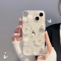 Bling fleur blanche Design PC coque de téléphone pour iPhone 15 14 Pro Max accessoires de téléphone portable coque de téléphone portable