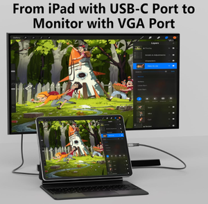 USB C zu <span class=keywords><strong>VGA</strong></span> Kabel P60Hz Vergoldetes Typ C zu <span class=keywords><strong>VGA</strong></span> Adapter kabel Kompatibel mit Laptop Tablet HDTV Monitor Projektor - Product Image 2