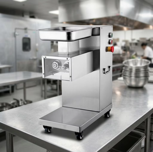 Machine de découpe de viande industrielle automatique de comptoir, moteur en acier inoxydable, base mobile, panneau transparent, poignée, pour bœuf, pepperoni, <span class=keywords><strong>salami</strong></span>, jambon - Product Image 2