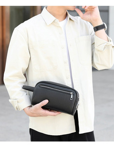 Pochette d'affaires pour homme en PU, sac à main sous le bras, fermeture éclair, plusieurs poches, étanche, antivol, réduction <span class=keywords><strong>de</strong></span> la charge, trousse <span class=keywords><strong>de</strong></span> toilette et cosmétiques - Product Image 3