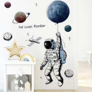 Adesivi da parete per astronauta dello <span class=keywords><strong>spazio</strong></span> della luna del pianeta camera dei bambini camera da letto decorazione per l'aula della scuola autoadesivi fai da te - Product Image 4
