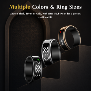 Bague <span class=keywords><strong>de</strong></span> Dhikr Islamique Premium avec Compteur Numérique Tasbih, Application Audio <span class=keywords><strong>Coran</strong></span>, Localisateur <span class=keywords><strong>de</strong></span> Qibla, Ultra Fine 3.2g pour la Prière Quotidienne, Cadeau - Product Image 5