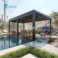 Pergola et tonnelle combinées Sweet Home, en aluminium, motorisées, avec toit rétractable à lames orientables et éclairage LED, imperméables, pour patio et jardin