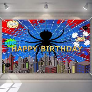 Toile de fond photo super-héros toile d'araignée rouge et bleue, bannière décorative vibrante toile d'araignée, fond de décoration <span class=keywords><strong>pour</strong></span> anniversaire de garçons et baby shower - Product Image 1