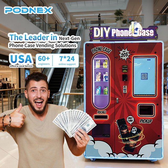 PodNEX Automatic Phone Case Vending Machine With Phone Case Printer and Custom Mobile Phone Case Printing Vending Machine