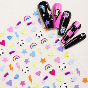 Autocollant pour ongles en forme de cœur de panda géant chinois, mignon, 3D, imperméable, en plastique, pour le printemps, l'été, l'automne, nouveau design, dessin animé - Product Image 6
