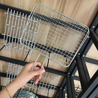 Panier de cuisson pliable et portable en acier inoxydable soudé pour barbecue, idéal pour grillades de poisson, avec poignée et maille à tissage simple