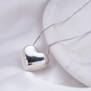 High Quality Hot Selling Recycled Solid Silver Polished Heart Pendant Boxes Chain S925 Sterling silver Charm Necklace Jewelry