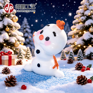 Figurines de bonhomme de neige mignonnes, mini décorations de noël pour salon, utilisation en intérieur, finition brillante, style dessin animé D2229 - Product Image 2