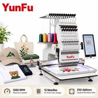 Machine à broder informatisée 1 tête 12 aiguilles pour usage commercial et domestique, avec import de motifs personnalisés et contrôle simple, pour broderie de casquettes/T-shirts
