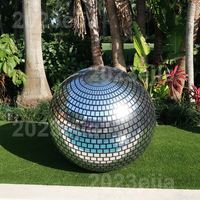 Boule disco gonflable géante en or et argent pour décoration d'événements, sphère en PVC, boule miroir gonflable