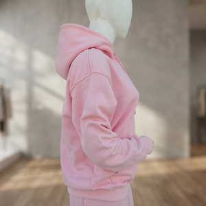 Sudaderas con Capucha Rosa Bebé para Mujer, Logotipo Personalizado, Lavado Ácido, 100% Algodón, Sudadera Oversize de Felpa, Estilo Casual Urbano - Product Image 1