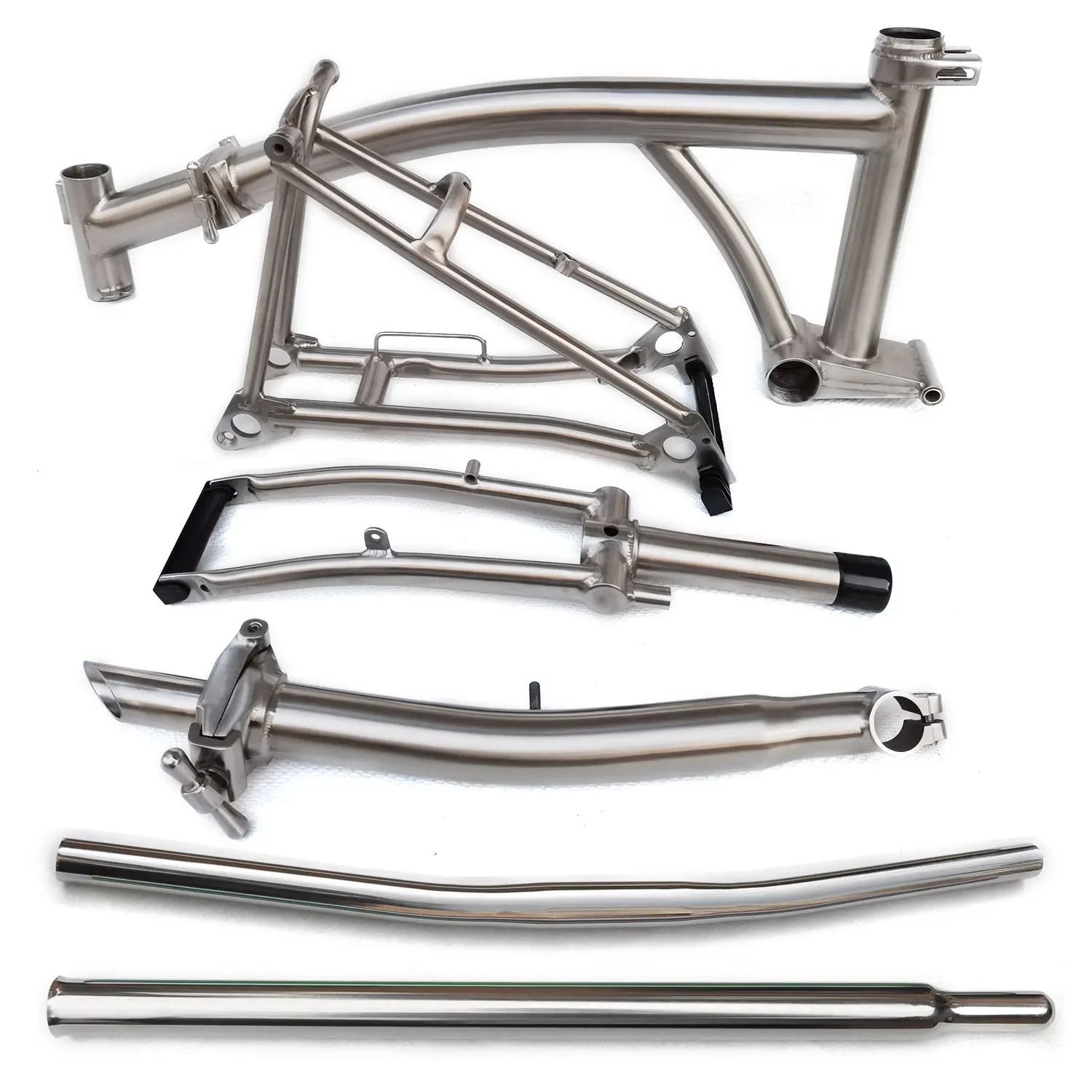 Folding Bicycle Titanium frameset Frame Stem Fork Rear Triangle Seatpost Handle rack