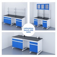 Banc de travail de laboratoire commercial tout acier pour salle d'essai - Banc central avec fonctions latérales et expérimentales Modèle KDSYT