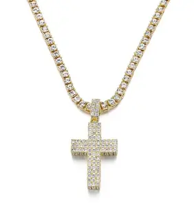 Hip Hop New Product Personalized Cross Pendant Punk Motorcycle Full Zircon Hot Selling Retro Pendant Necklace