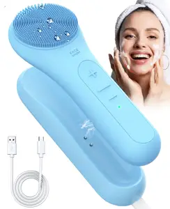Escova esfoliante de silicone sônica, para limpeza facial, elétrica, sensível, à prova d' água, com carregamento, para a pele