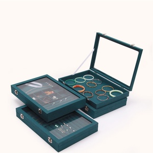 <b>Black</b> Velvet 14 Styles Rectangle Clear Window Buckle Closure Jewelry Display Case <b>Box</b> for Valentine's Day Rings Necklaces - Product Image 6