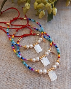 Pulseras Pequeñas de Cuentas de Colores GoXimang, Cuerda Roja, <span class=keywords><strong>Amistad</strong></span>, Cruz Dorada, Amuleto de la Virgen María, Joyería Cristiana, Teología - Product Image 3